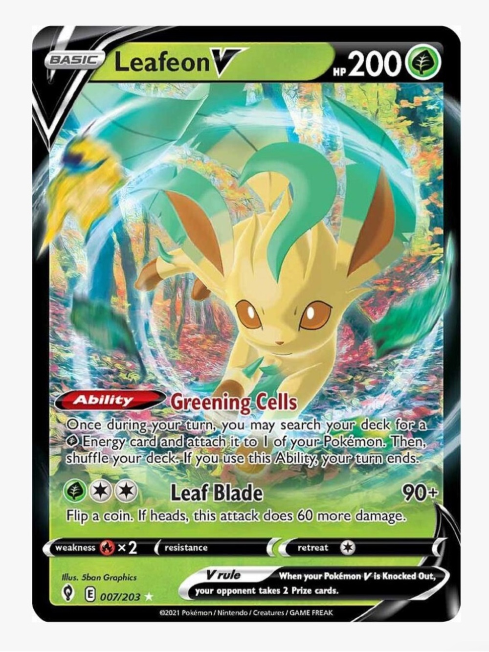 Leafeon V SWSH07: Evolving Skies Pokemon Trading Card